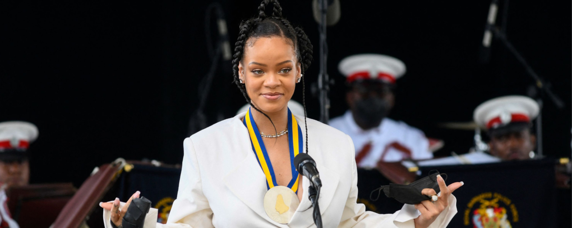 Rihanna pictured after becoming Barbados 11th National Hero.