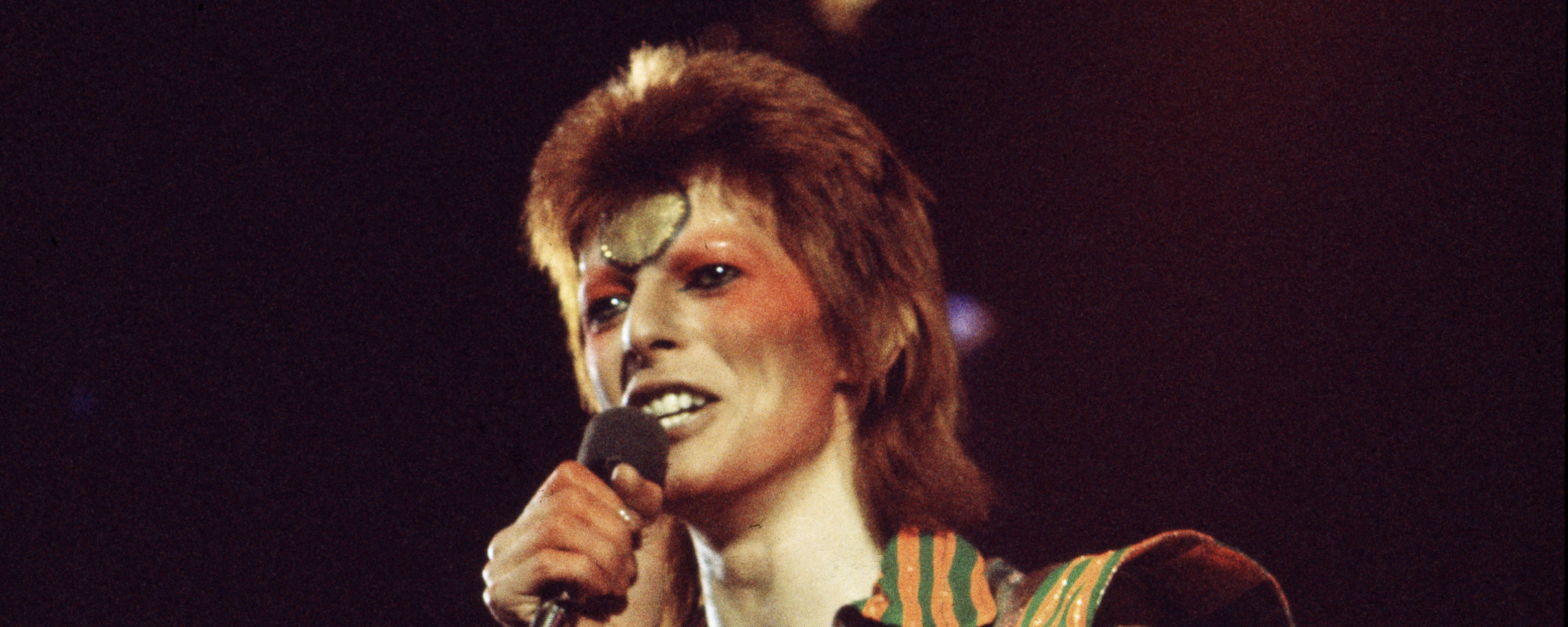 David Bowie performs on stage on his Ziggy Stardust/Aladdin Sane Tour in London, 1973.