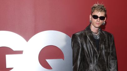 Machine Gun Kelly dressed all in black for the 2023 GQ Men of the Year Party.