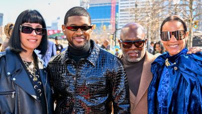 Usher and wife Jennifer Goicoechea at the Black Music and Enterainment Walk of Fame ceremony honoring Usher in February 2024.