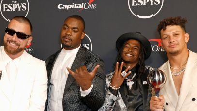 Travis Kelce and teammates attend the 2023 ESPY Awards.