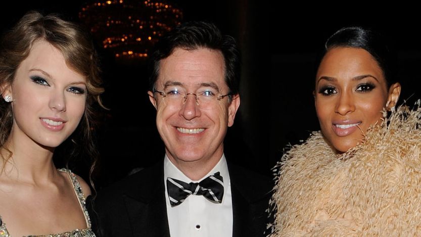Taylor Swift, Stephen Colbert and Ciara in January 2010.