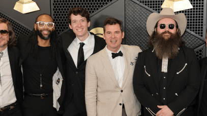 old crow medicine show posing at the 2024 grammys