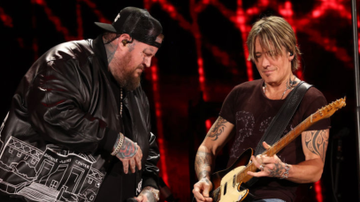 NASHVILLE, TENNESSEE - JUNE 08: Jelly Roll and Keith Urban perform onstage during the 2024 CMA Music festival at Nissan Stadium on June 08, 2024 in Nashville, Tennessee. (Photo by Terry Wyatt/WireImage)