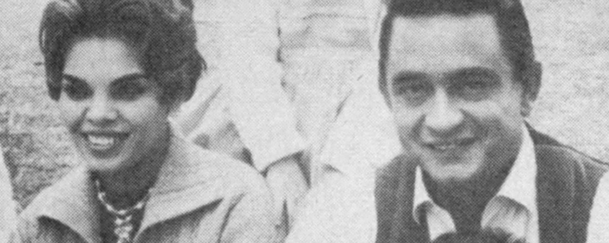 Johnny Cash and Vivian Liberto smiling