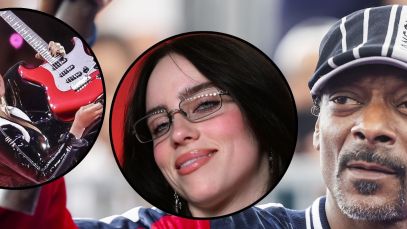 Composite image of Snoop Dogg, Billie Eilish, and H.E.R.