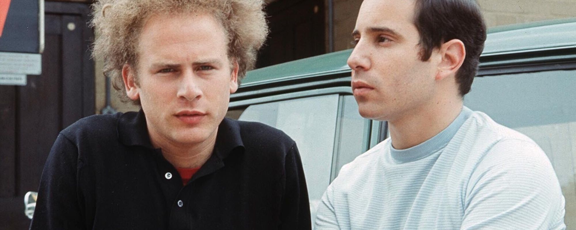Art Garfunkel and Paul Simon pose together