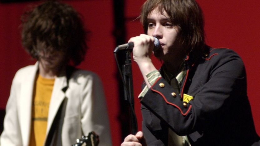 Mainstream indie rock band The Strokes performing