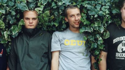 Coldplay posing in bush