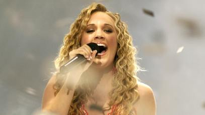 Carrie underwood during the American Idol finale