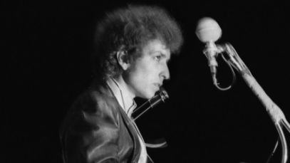 Bob Dylan performing at Newport Folk Festival