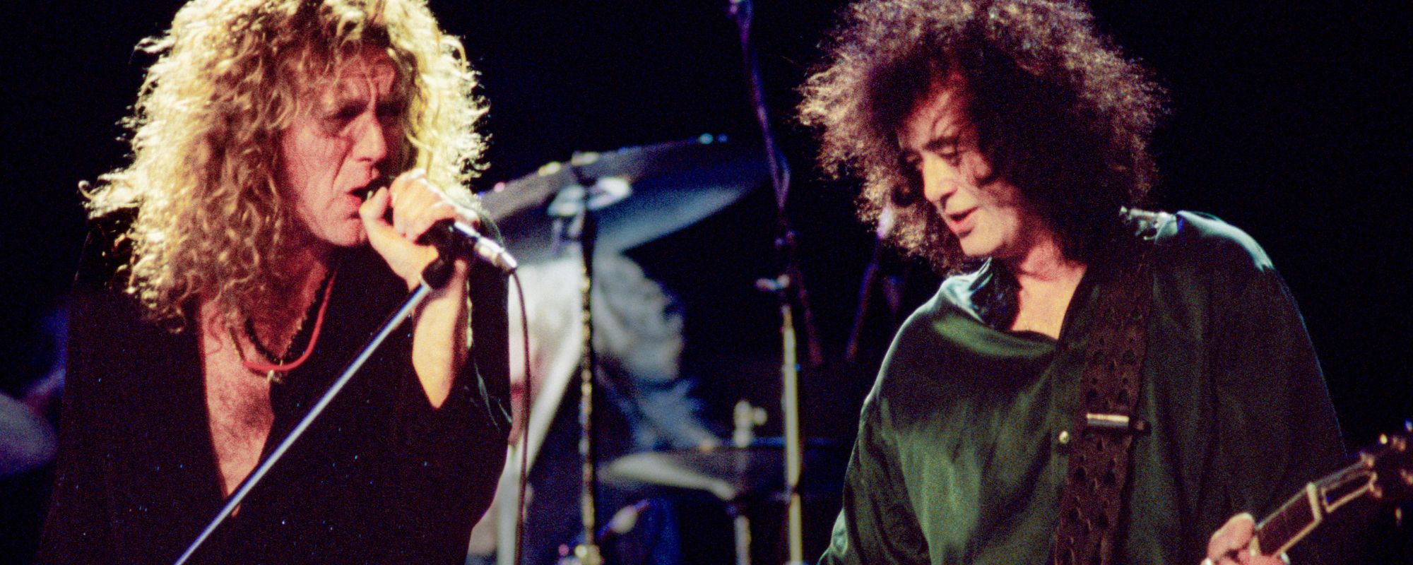 Robert Plant and Jimmy Page of Led Zeppelin performing