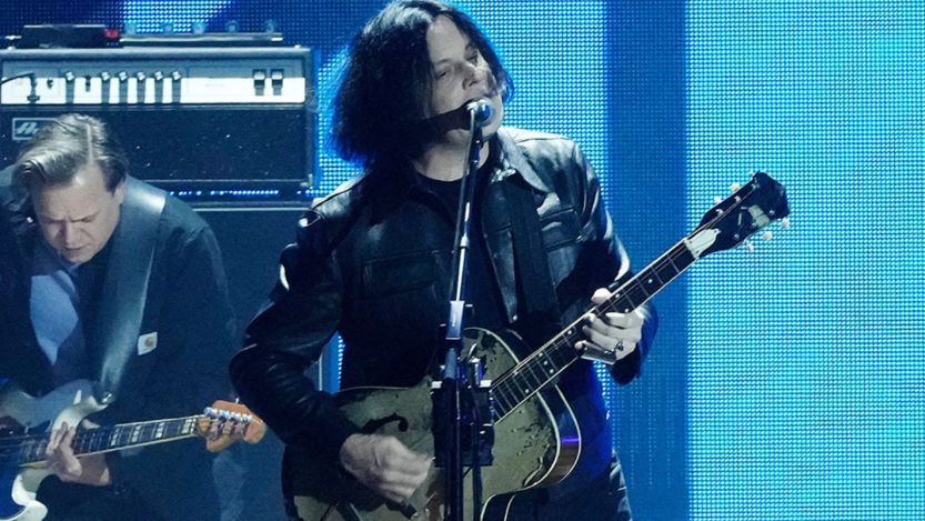 Jack White playing at the SNL50 concert