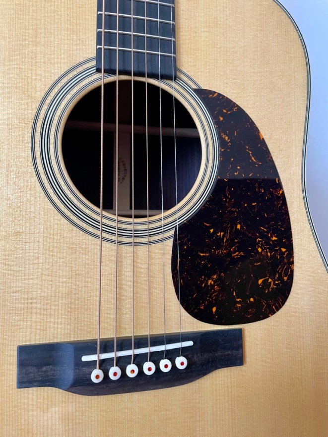 Back side of the Martin D28 guitar