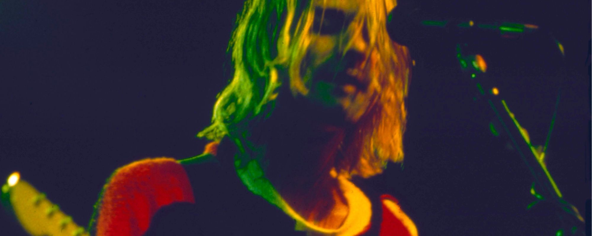 Nirvana frontman Kurt Cobain performing