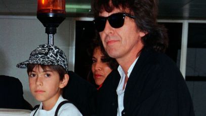 George Harrison's son sitting next to the former Beatle