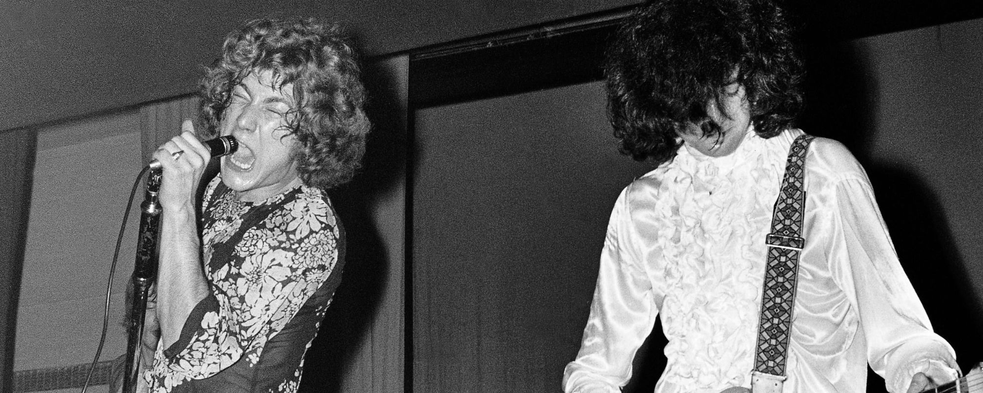 Robert Plant and Jimmy Page performing in 1968