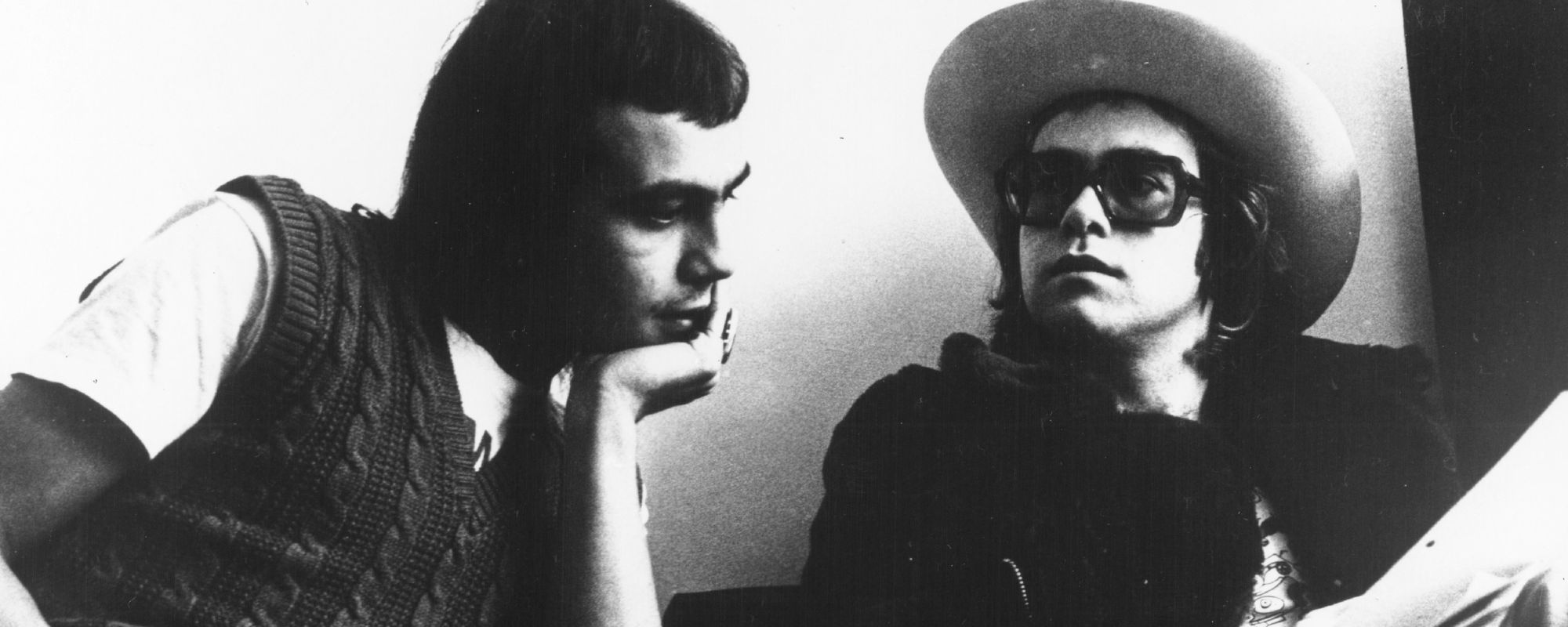 Bernie Taupin and Elton John, co-writers of "Don't Go Breaking My Heart"