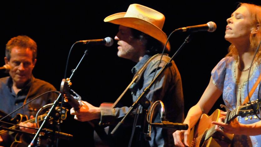 John Paul Jones, Dave Rawlings, and Gillian Welch performing