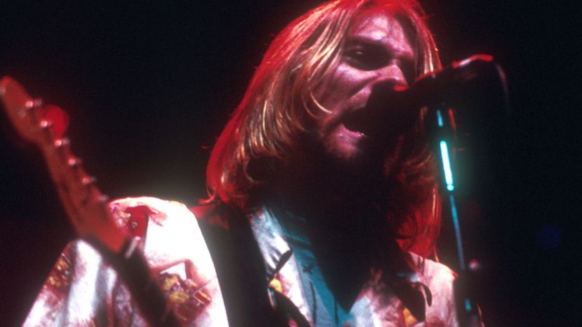 Kurt Cobain of Nirvana performing