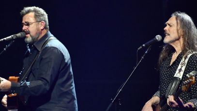 Vince Gill and Timothy B. Schmit performing with The Eagles