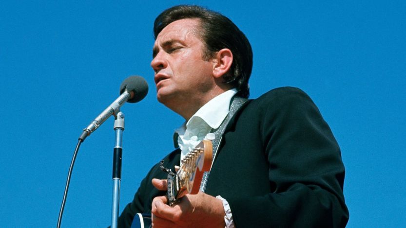 Johnny Cash performing at prison